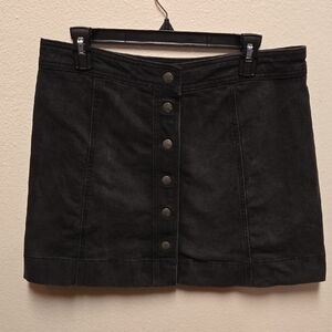 Madewell Metropolis Snap Denim Jean Mini Skirt Metal Snaps, Black, Size 12